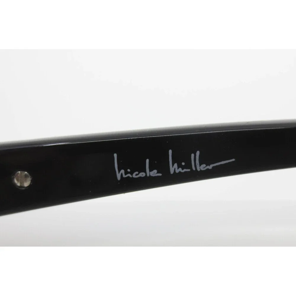 Nicole Miller Baxter Black Rectangular Eyeglasses Frames Silver Floral Cross